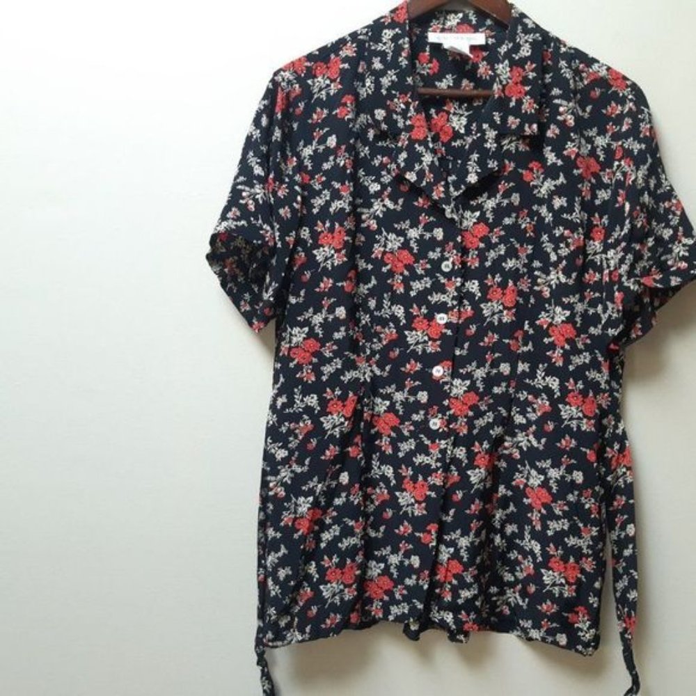 Navy Blue Santa?Fe Cotton Fringe Blouse